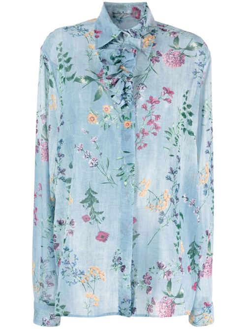 Camicia con  stampa floreale blu e multicolore Ermanno Scervino | D442K334VYAS4405